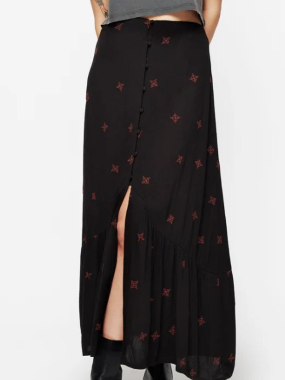 Sublime Witches Knot Embroidered Button Down Midaxi Skirt -8